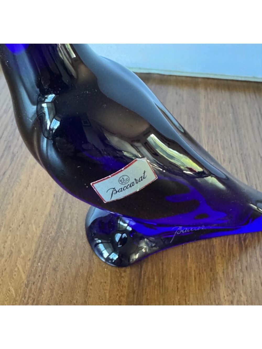 BACCARAT Cobalt Blue Crystal Parrot Figurine Vintage Signed 4.5" France - Picture 4 of 10